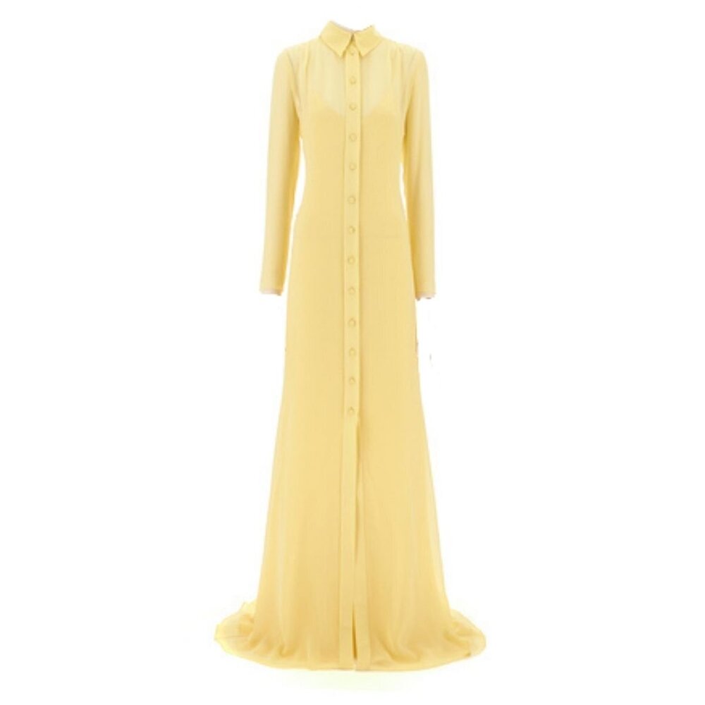 Gucci - Yellow Silk Maxi Shirt Dress - IT 40